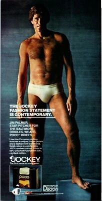 1981 Jockey Poco Briefs White Vintage Print Ad Jim Palmer Baltimore Wall Art - Image 1 of 2