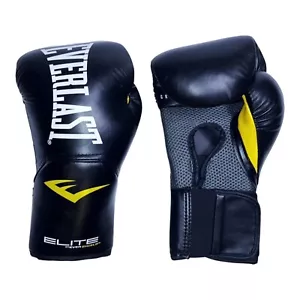 EVERLAST ELITE 8oz BOXING GLOVES CROSSFIT MMA S BLACK EVERSHEILD ~ LIGHTLY USED - Picture 1 of 4