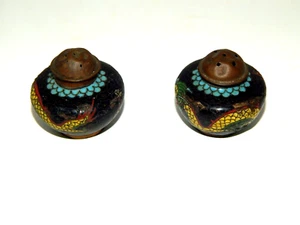 Vintage Matching Pair Chinese Cloisonne Salt and Pepper Shaker – Dragon Design - Picture 1 of 8