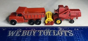 MATCHBOX DUMPER TRUCK ENGLAND LESNEY 48 & CLAAS COMBINE HARVESTER 65 VTG RED HTF - Picture 1 of 13