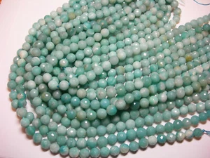 Gorgeous 8mm Faceted Round Amazonite gemstone beads  - Picture 1 of 2