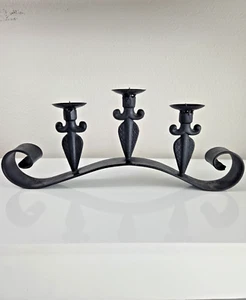 Portacandele vintage in ferro battuto 3 - lunghezza 20" - decorazione stile revival spagnolo - Foto 1 di 10