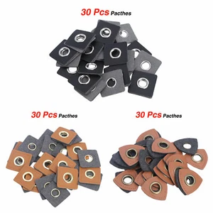 30 Stück Kunstleder Ösen Nähabzeichen Ösen Patches für Kordeln Messing Ösen mit - Bild 1 von 26
