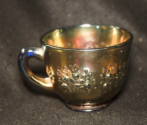 ANTIQUE BLUE FENTON CARNIVAL GLASS ORANGE TREE PUNCH CUP 1920-30's - Picture 1 of 8