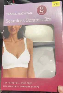 NEW Carole Hochman Women's 2-Pack Seamless Comfort Straps Bra, White/Gray MEDIUM - Picture 1 of 7