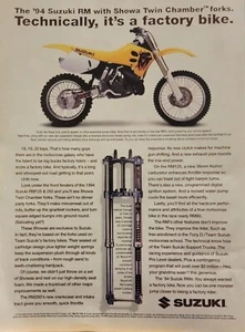1994 Suzuki RM250 Motorcycle Print Ad Showa Twin Chamber Forks - Picture 1 of 1