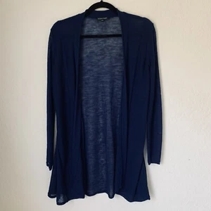 Eileen Fisher Cardigan Sweater S 100% Wool Blue Duster Longline Coastal Beach - Picture 1 of 11