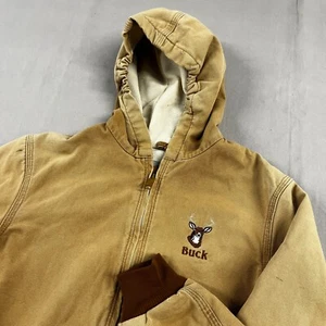 Vintage Carhartt Hooded Work Jacket Tan YYJ167 BRN 'Buck' Sz XS - Picture 1 of 16