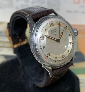 RARE 1950 Elgin 18J Adj Automatic ALL Stainless Steel 34mm Bottle Cap Bezel RUNS - Picture 1 of 11