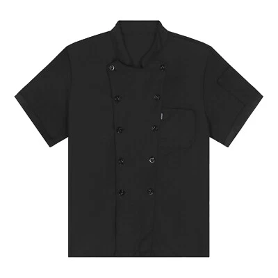 Unisex Mens Short Sleeve Chef Coat Jacket Restaurant Kitchen Uniform T-Shirts - Image 1 of 3