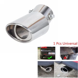 Car Universal Round Bend Stainless Steel Chrome Exhaust Tail Muffler TipPipeY!ex - Picture 1 of 7