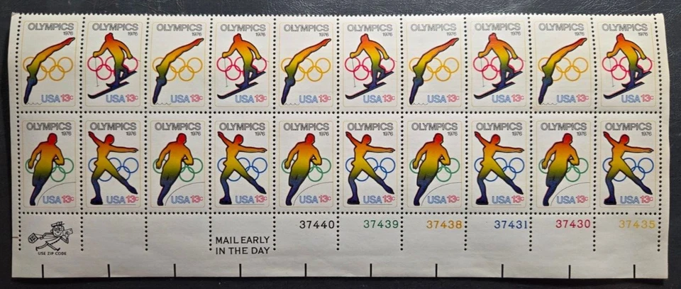 Scott #1695-1698a 1976 Olympic Games block of 20 PN #37435-37440 - Image 1 of 1