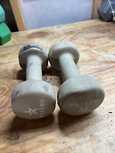 7lb Set Rubber Neoprene Dumbbell Weights Fitness 14lbs Total *READ*