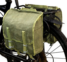 1960s Ex-Army Showerproof Canvas Pannier Bags pair set retro green bike vintage