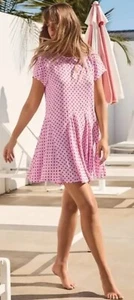 Mister Zimi Eloise mini dress in Lychee pink polka dot spot size 8 - Picture 1 of 6