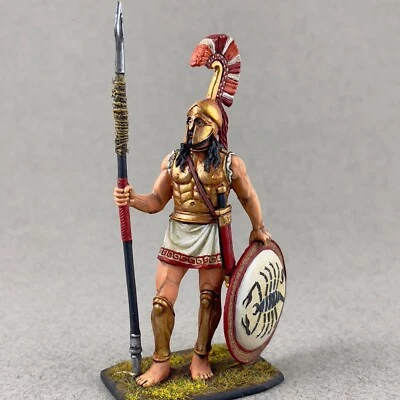 Spartan hoplite figure 54 mm 1/32, Painted tin miniature, Ancient Greek soldier - image 1 of 4