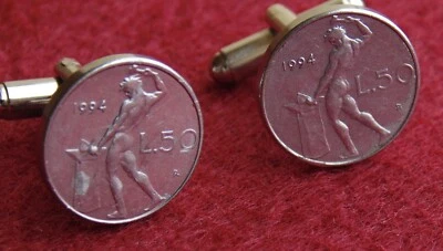 gemelli uomo vintage moneta 50 lire vulcano II serie piccole repubblica Italiana - Immagine 1 di 4