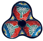 Mexican Talavera Pottery Bowl 3 Section Spinner Condiment Platter Server Dish
