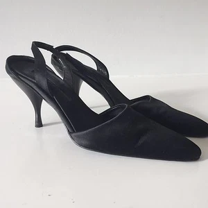 US 6, Donna Karan New York, Peau de Soie Slingbacks, Black, Women's Shoes - Picture 1 of 12