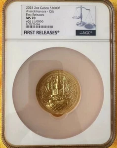 NGC MS70 Gabon 2025 Thousand hands & Eyes 觀音 Avalokitesvara Gilt Silver Coin 2oz - Picture 1 of 2