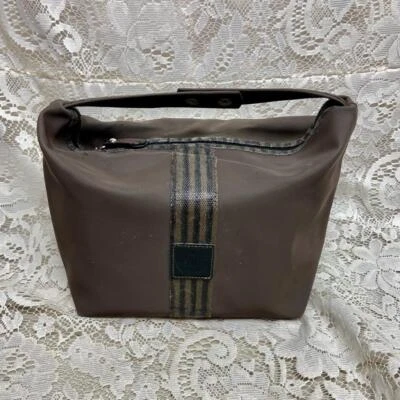 Fendi, Rare, Brown Nylon-Pequin Stripes  Carry-on Pouch- 8in x 8in x 6in - Image 1 of 4