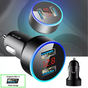 DHL Zigarettenanzünder 2 USB KFZ Auto Ladegerät mit LED Voltmeter für Handy ✅ - Bild 1 von 12