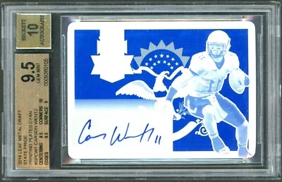 (#1/1) BGS 9.5 10 Autograph Rc Carson Wentz Auto 2016 Print Plate Rookie Signed - Image 1 of 4