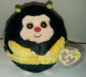 Ty Beanie Ballz - ZIPS the Bumble Bee Ball (5 inch) NEW - RARE Stuffed Plush Toy