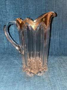 EAPG U.S. Glas 15082 Columbia alias Kirchenfenster vergoldet Wasserkrug - Bild 1 von 8