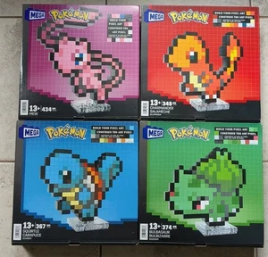Pokemon Mega Brick Building Blocks Mew Bulbasaur Charmander Squirtle Lot X4 - Picture 1 of 3