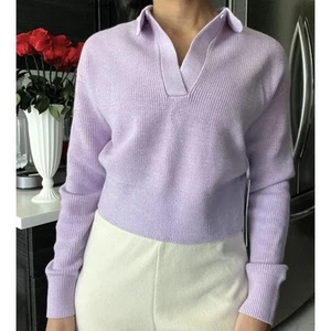 Lululemon Collared Merino Wool-Blend Polo Sweater Lilac Ether Purple Size Small - Picture 1 of 7