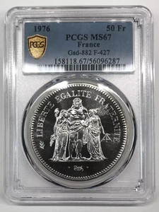 1976 France Silver 50 Francs PCGS MS-67 - "Hercules" - Gad-882 F-427 KM-941.1 - Picture 1 of 5
