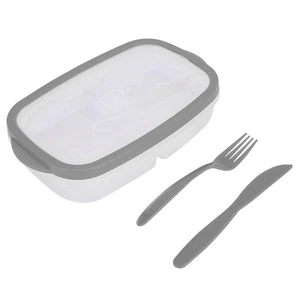 (Gray )Portable Rectangular Lunch Box Vegetable Fruit Food Storage Container - Picture 1 of 12