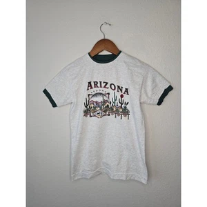  Vintage Arizona Shirt Youth Medium Desert Graphic Gray Double Sleeve Nature Tee - Picture 1 of 8