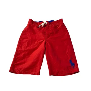 Polo Ralph Lauren Swim Trunk Boys M(10-12) Red Blue Embroidered Pony Lined Beach - Picture 1 of 12