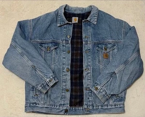 Vintage 1997 Carhartt JB0998 Denim Jacket Blanket Lined L size Used Japan - Picture 1 of 14