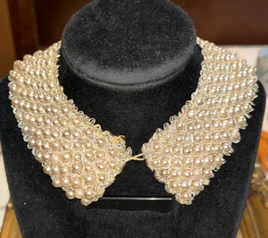 VINTAGE ESTATE FAUX PEARL BEADED COLLAR NECKLACE - Picture 1 of 8
