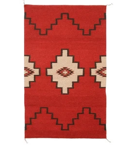 4×6 Ft Red Navajo Wool Kilim Rug Native American style Southwest Aztec Area Rug - Picture 1 of 3