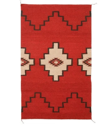4×6 Ft Red Navajo Wool Kilim Rug Native American style Southwest Aztec Area Rug - Image 1 of 3