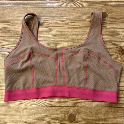 Fabletics Waffle Knit Sports Bra Sz 3X Brown Pink Combo Light Impact Sports Bra - Image 1 of 4