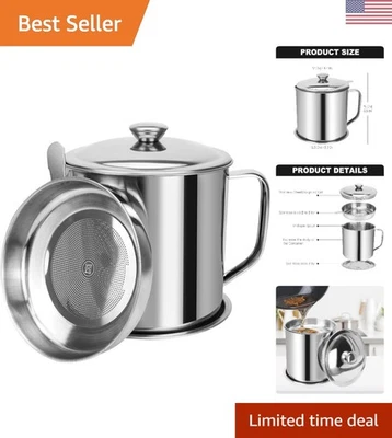 Contenedor de grasa de tocino, lata contenedor de aceite de cocina con colador y antideslizante Foto 1 de 4