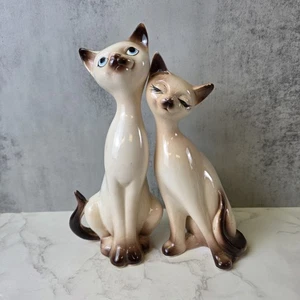 Vintage Ceramic Long Neck Siamese Cat Pair 8" Figures - Sold As Shown - Picture 1 of 15