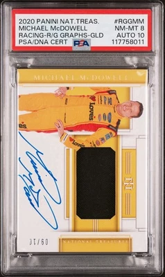 2020 Panini National Treasures Race Gear Graph #RGG-MM Michael McDowell /10 PSA8 - Image 1 of 3