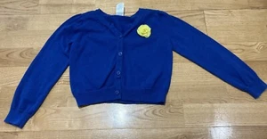 Girls Gymboree Royal Blue Cardigan w/Yellow Flower Size 5-6 EUC - Picture 1 of 5