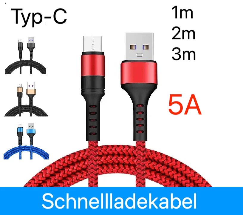 Schnellladekabel USB Typ C Datenkabel für Samsung Huawei Xiaomi Handy Ladekabel - Bild 1 von 4