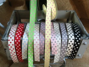 Berisfords SPOTTY - Polka Spot Dot Grosgrain Ribbon 15mm - 13 Colour Combos disc - Picture 1 of 29