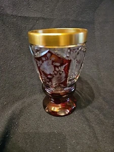 Überfangglas Vase Kelch Top Kristall? GOLDVERZIERUNG - Bild 1 von 10