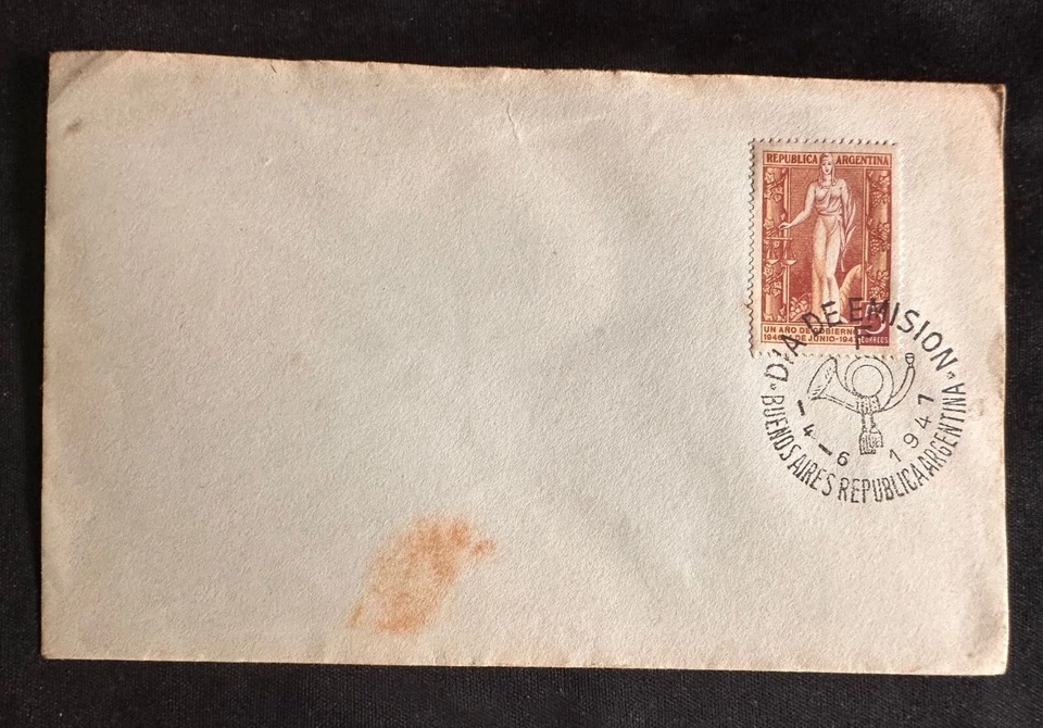 CM) 1947. ARGENTINA. LADY OF LIBERTY AND JUSTICE. FDC. XF - Image 1 of 1