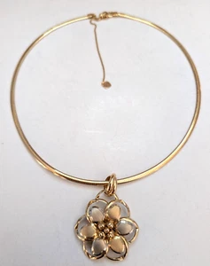 Milor Italy 14Kt Yellow Gold Omega 16-20" Necklace & 14Kt Flower Pendant 13.55g - Picture 1 of 8