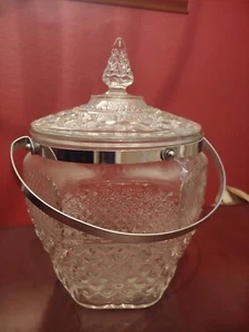 Vintage Anchor Hocking Wexford Cut Glass Ice Bucket With Lid. - Picture 1 of 6